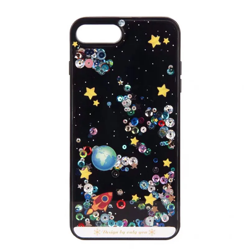New Sequin Liquid Soft Edge Case Quicksand Phone For iPhone 6 6s 7 8 Plus X XS XR XSMAX Dark Transparent Back Cover |