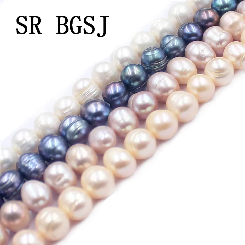 Free Shipping 10 11mm White Pink Purple Black Nearly Round Natural Freshwater Pearl Loose Beads 15&quot|Бусины| |