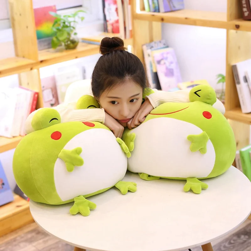 35cm Cute Expression Frog Plush Toy Soft Cartoon Animal Frog Stuffed Doll Sofa Bed Pillow Cushion Household Items Kids Best Gift