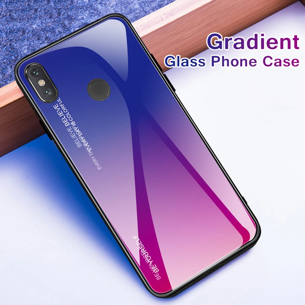 Gradient Color Tempered Glass Case for Xiaomi Mix3 Full Back Protective Cover Scrtch-proof Glossy Shell Capa |