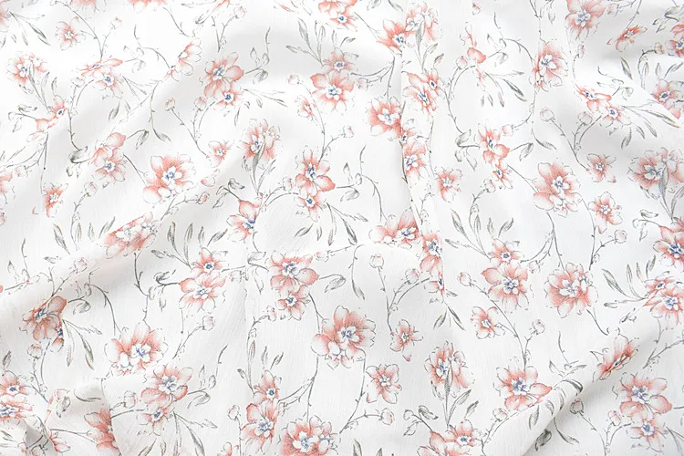 145x100 см импортный белый маленький цветочный принт Мягкая шифоновая ткань для