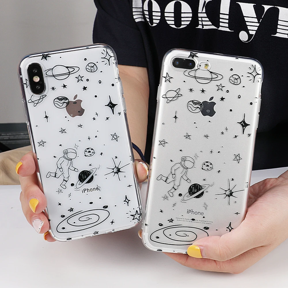 LOVECOM астронавт звезды планета Мягкий ТПУ чехол для телефона для iPhone 11 Pro Max XR XS Max 6 6S 7 8 Plus X Телефон задняя крышка Coque