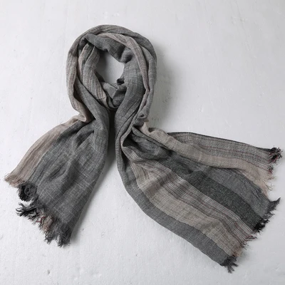 light grey Мужской ретро морщин шарф из хлопка и льна Модные мужские повседневные британский стиль осень зима тонкие цвета подходящие шарфы W901 - Цвет: light grey