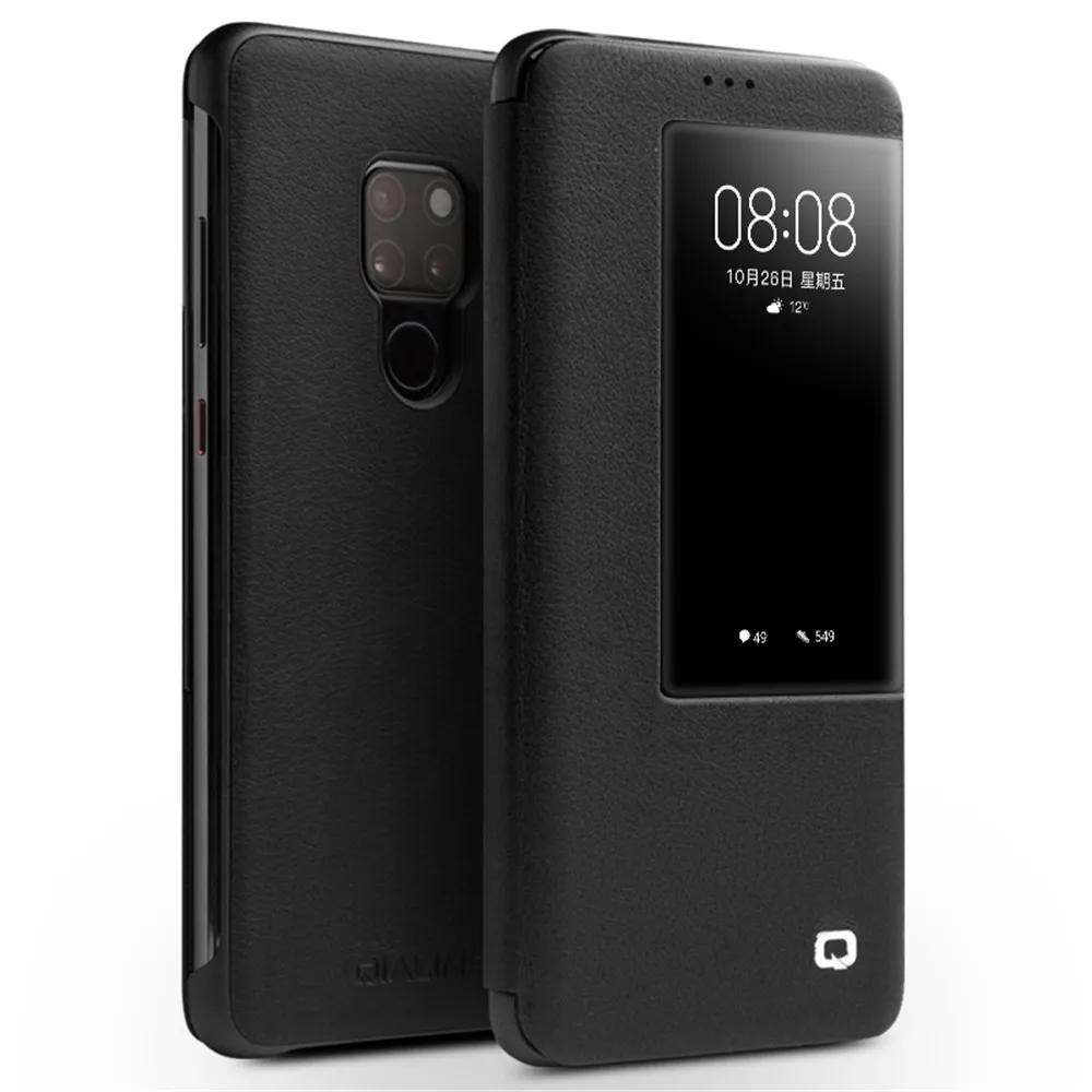 QIALINO Moda Hakiki deri kılıf için Huawei Mate 20X5G Ince Flip Case Akıllı Pencere için Mate 20 pro 6.53/6.39/7.2 inç