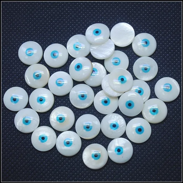 30pcs handmade draw mother of pearl shell cabochons eye coin shapes natural colors for charms bracelet making size 14mm | Украшения и