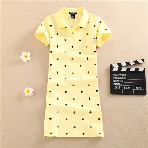 Yellow Новинка, модное поло, цветочный принт, вечерние, повседневные платья, футболка, летние, мини, для женщин, тонкие, Vestidos, хлопок, халат, Ete Femme, элегантные - Цвет: Yellow