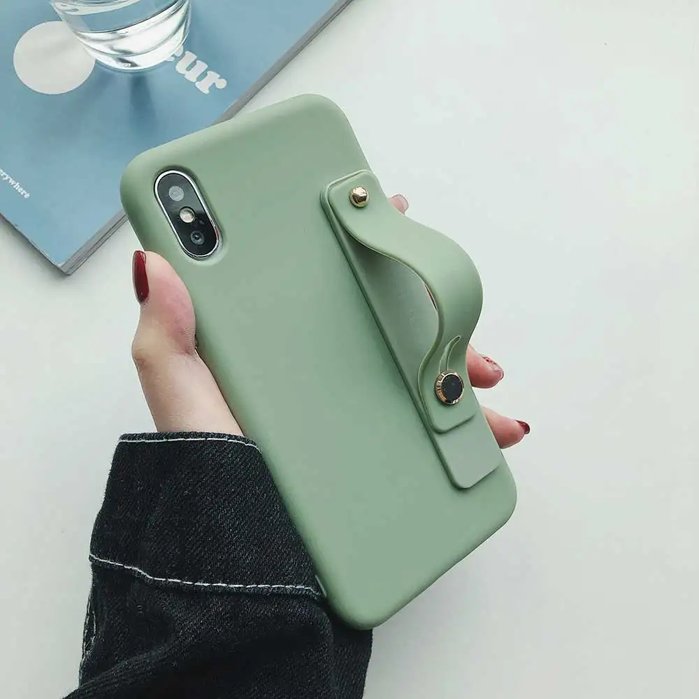 Boucho ремешок на запястье чехол для телефона для iPhone 11 Pro Max 8 7 6 6s Plus X XR XS Max Мягкий ТПУ чехол карамельный цвет крышка с браслетом