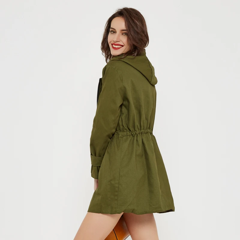 HEE GRAND/2018 для женщин верхняя одежда плащ с капюшоном Manteaux Femme Регулируемая талия