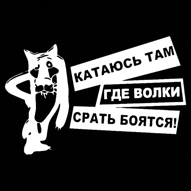 15X10 см интересные волки боятся говна виниловые наклейки для автомобиля наклейка черный/серебристый автомобиль-Стайлинг - Название цвета: white