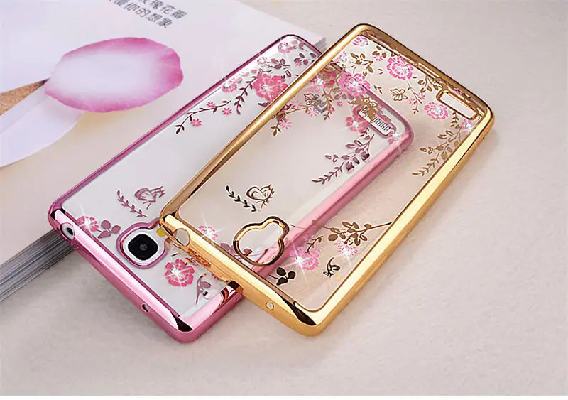 Beworlder For Xiaomi Redmi Note 1S Case Gold Plating Glitter Rhinestone Soft TPU Silicone Phone Transparent Back Cover |