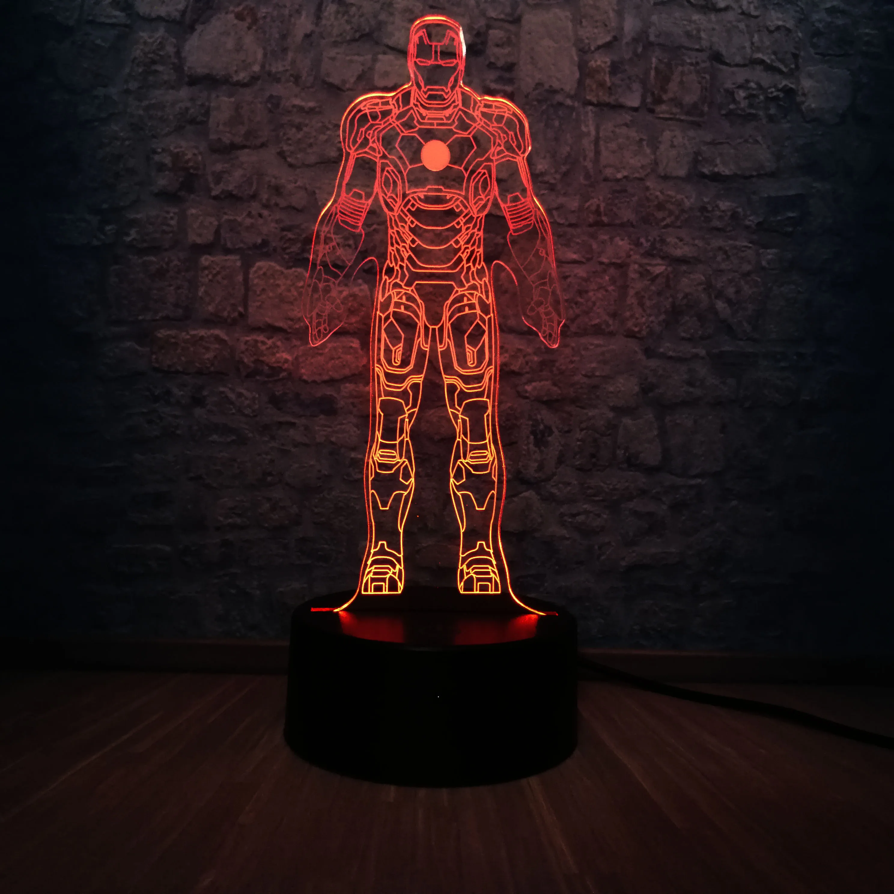 Супергерой Marvel Железный человек 7 цветов 3D лампа светодиодный светильник ночное