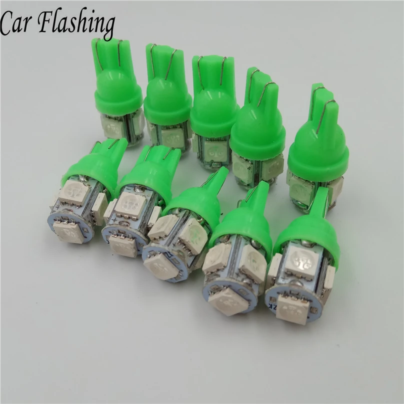 50 шт. Автомобильные светодиодные лампы 12 В T10 5050 194 168 w5w T10|12v car led lamp|led green 12vcar light |