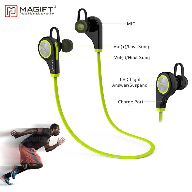 Magift6 Bluetooth Wireless Earphone With Micphone Handsfree for Smartphone Sports Noise Cancelling Stereo Earphones | Электроника
