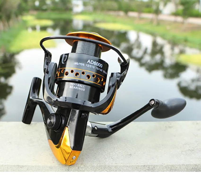 

Spinning Reel Fishing Reel Metal Body Mix Drag 12kg/26lb 12BB+1 Carp 5.5:1 2000-9000 Series Fishing Wheel Carretilha Reels AD