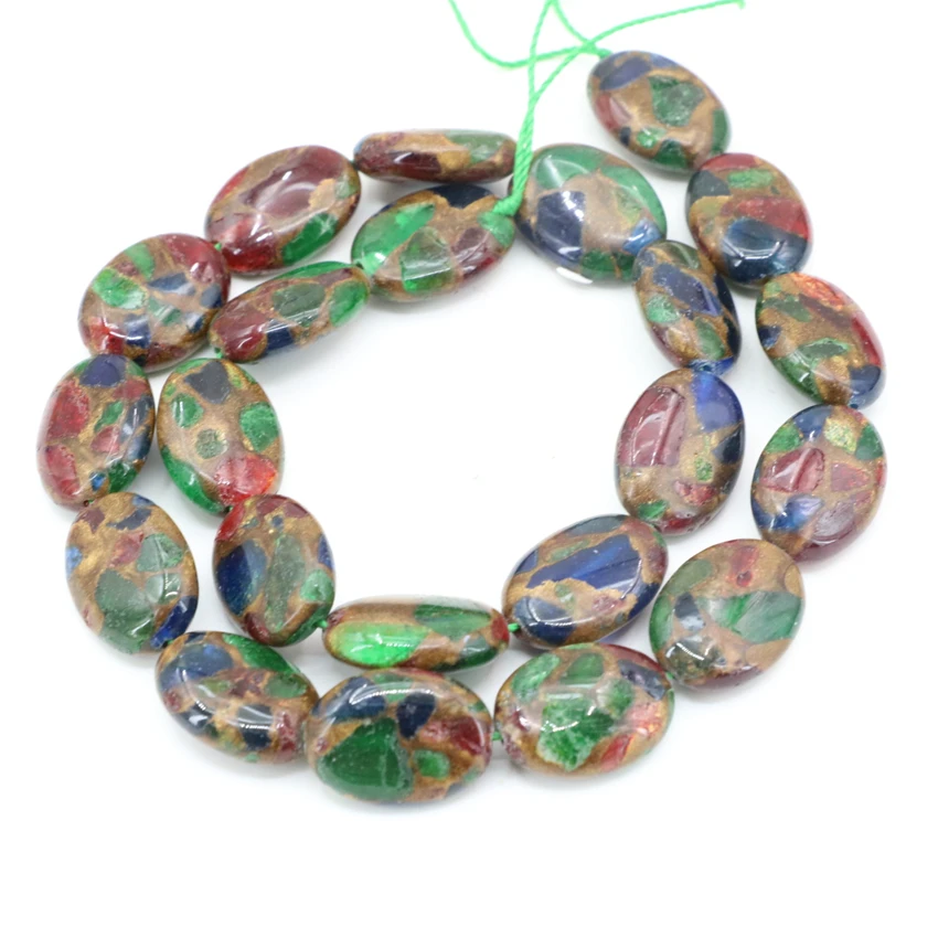 Золотой песок камень овальные камни в форме яйца разноцветные бусины для женщин