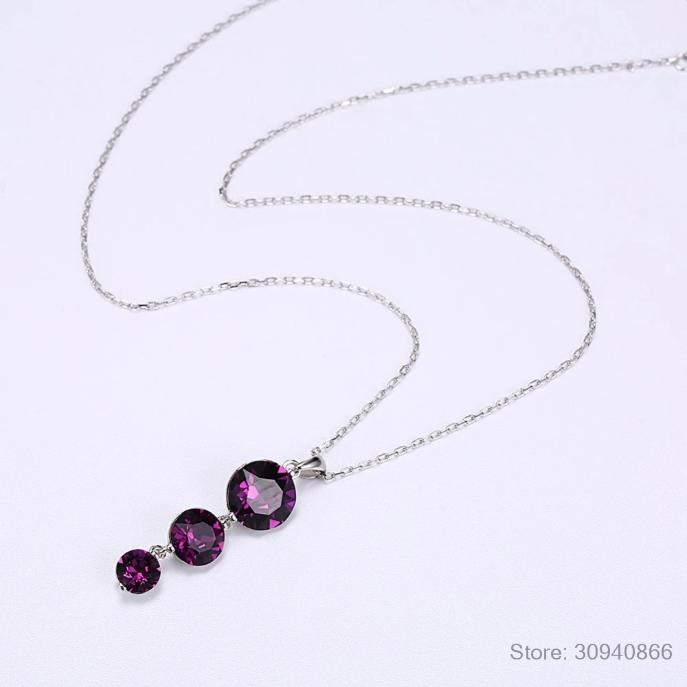 Роскошное длинное круглое ожерелье с кристаллами Swarovski из серебра 925 пробы для женщин, вечерние аксессуары для свадьбы, подарок
