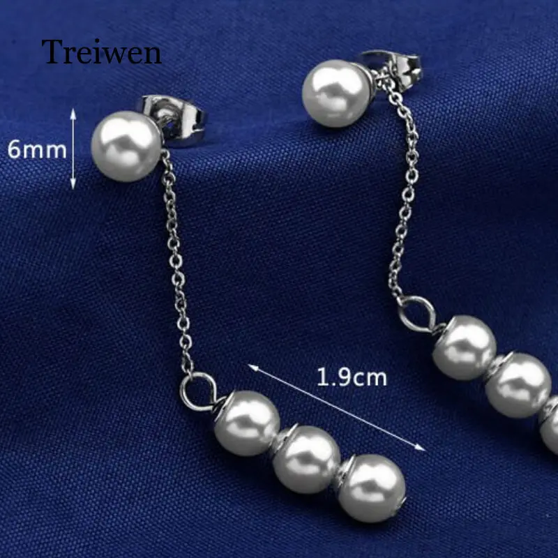 Treiwen High Quality Pearls Drop Earrings Jewelry with pearl Korean earrings 2018 Gold Silver Jewellery Oorbellen | Украшения и
