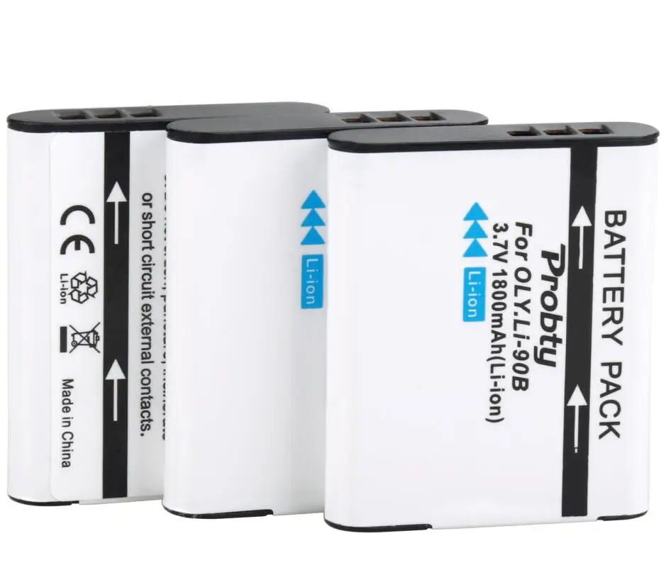 3 battery LI-90B Камера Батарея+ зарядка для Olympus жесткая TG-1 iHS TG-2 iHS TG-3 TG-4 SH50 Olympus SP-100 Olympus SP-100EE Olympus SH-1 - Цвет: 3 battery