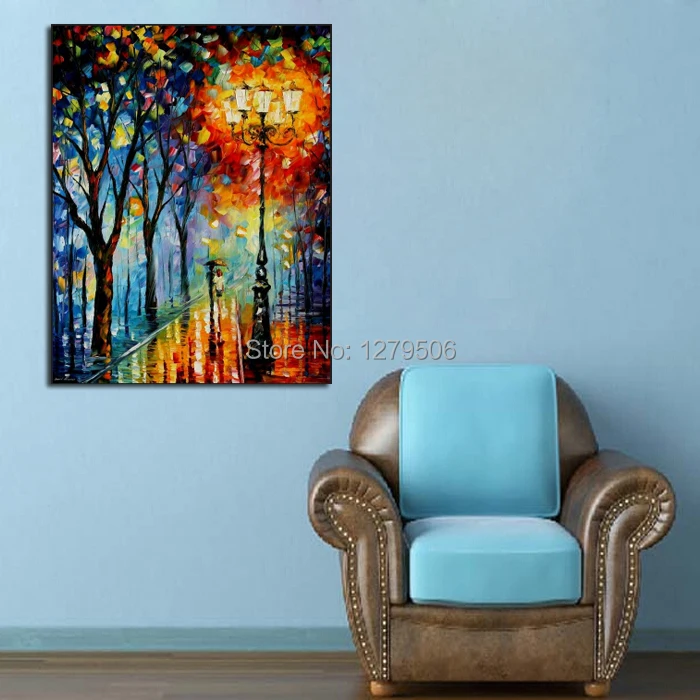 100% ручная роспись Абстрактная теплая ночь нож картина маслом на холсте Толстая