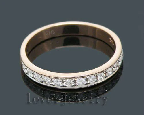 Винтажный красивый! Твердое 14Kt розовое золото 0.30Ct проложить бриллиантовое