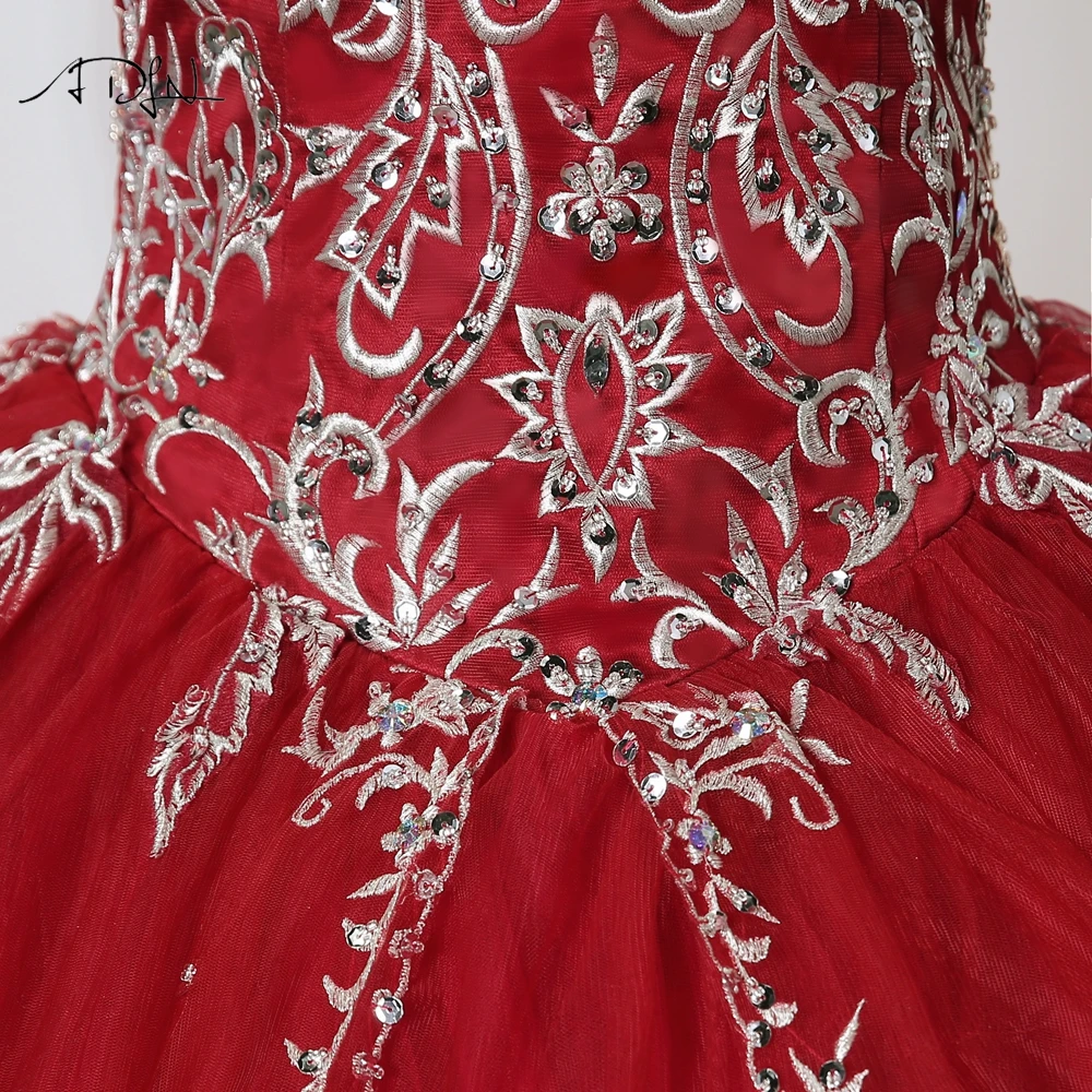 ADLN очаровательные бордовые платья Quinceanera с вышивкой сексуальное бальное платье