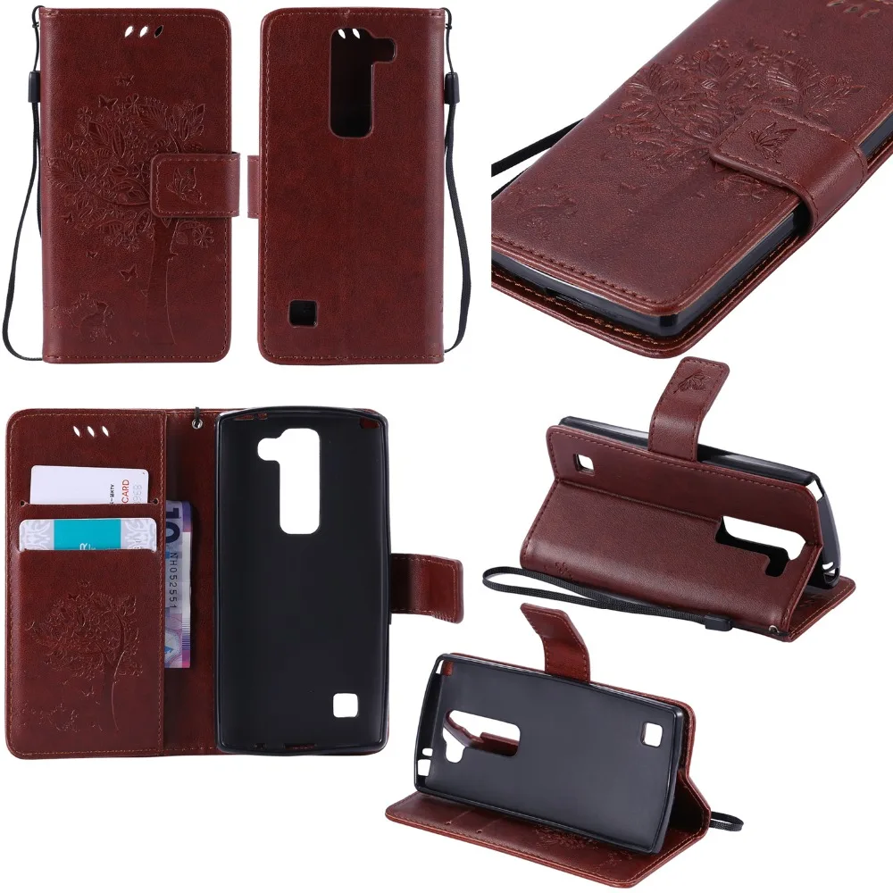Кожаный чехол для coque LG Spirit 4G LTE C70 H420 H422 H440N Tree сумки мобильного телефона +