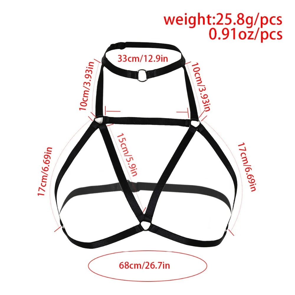 Gothic Sexy Hollow Out Elastic Bandage Bra Necklace Choker Body Chain Harness Belt Waist chains For Women Punk Nightclub Jewelry |