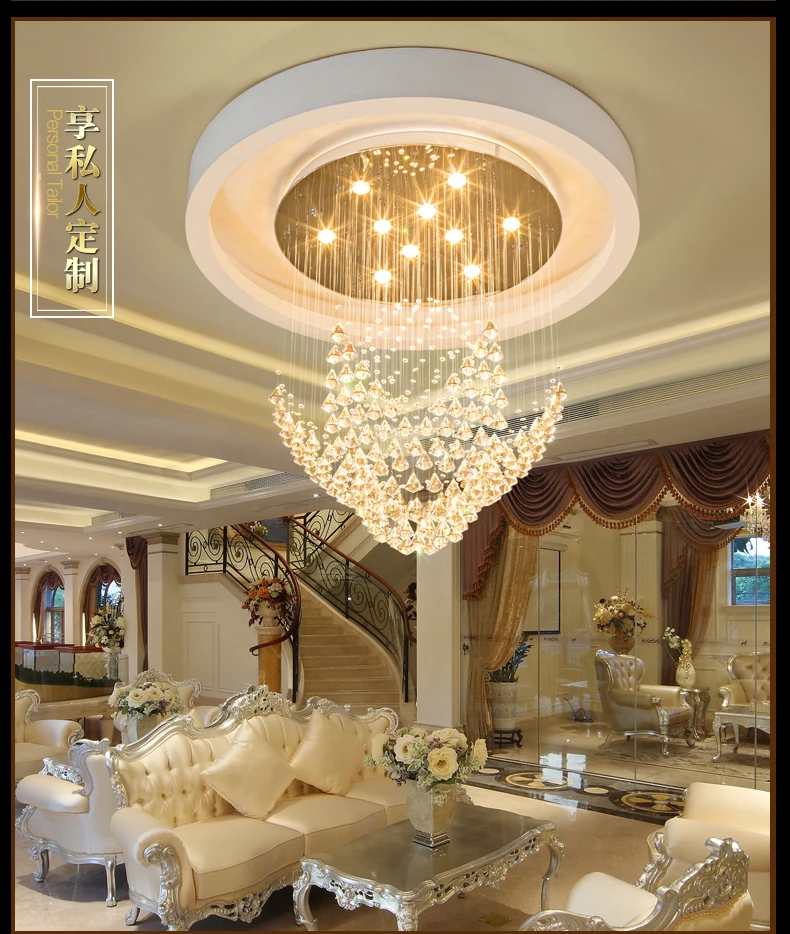 

LED Modern Chandeliers K9 Crystal Chandelier Lights Fixture Home Indoor Lighting Villa Hotel Hall Parlor Round Hanging Lamps