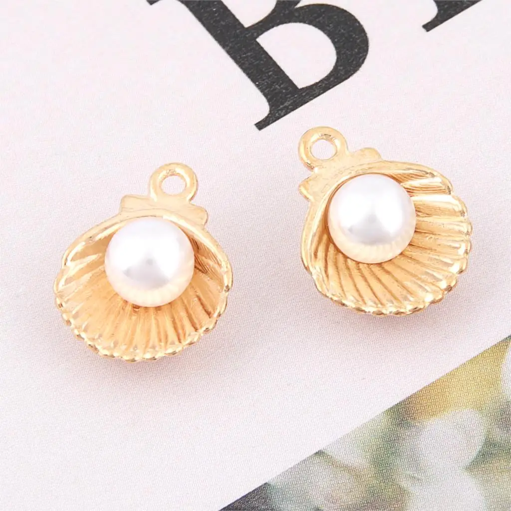 10Pcs Silver Color 12x15mm Shell Pearl Charms Nautical Pendant Finding Choke Bracelet Handcrafts Jewelry Supplies - купить по