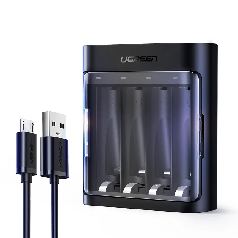 Standard Model Ugreen зарядное устройство Smart AAA AA зарядное устройство для никель-металл-гидридных аккумуляторов 5 в микро USB кабель для зарядки зарядное устройство - Цвет: Standard Model