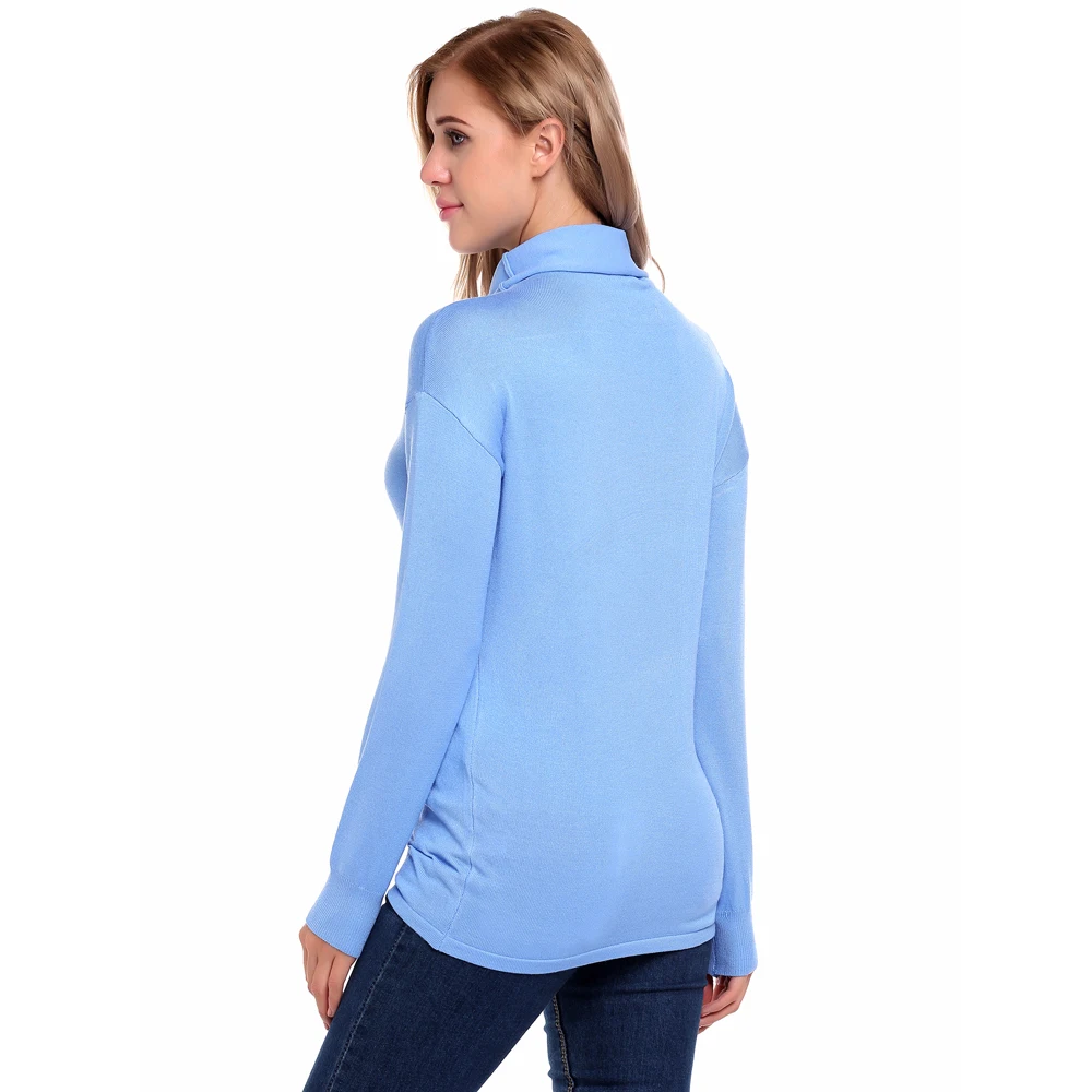 Meaneor New Women Sweaters Cowl Neck Long Sleeve Solid Loose Fashion 2017 Autumn Winter Elegant Slim Christmas Sweater | Женская одежда