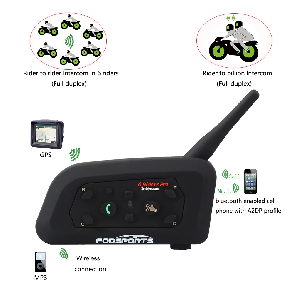 1 шт. V6 Pro Интерком BT беспроводной moto rcycle шлем bluetooth 1200 м Мото гарнитура для 6