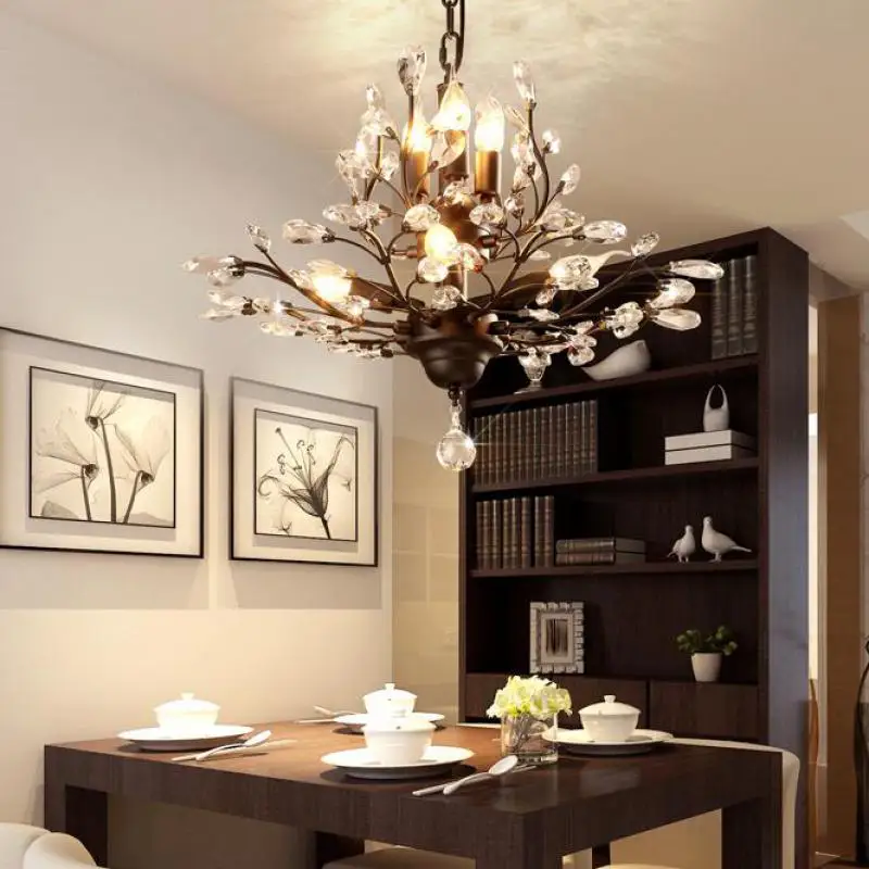 Современные хрустальные подвесные светильники Красивое железо Столовая свет