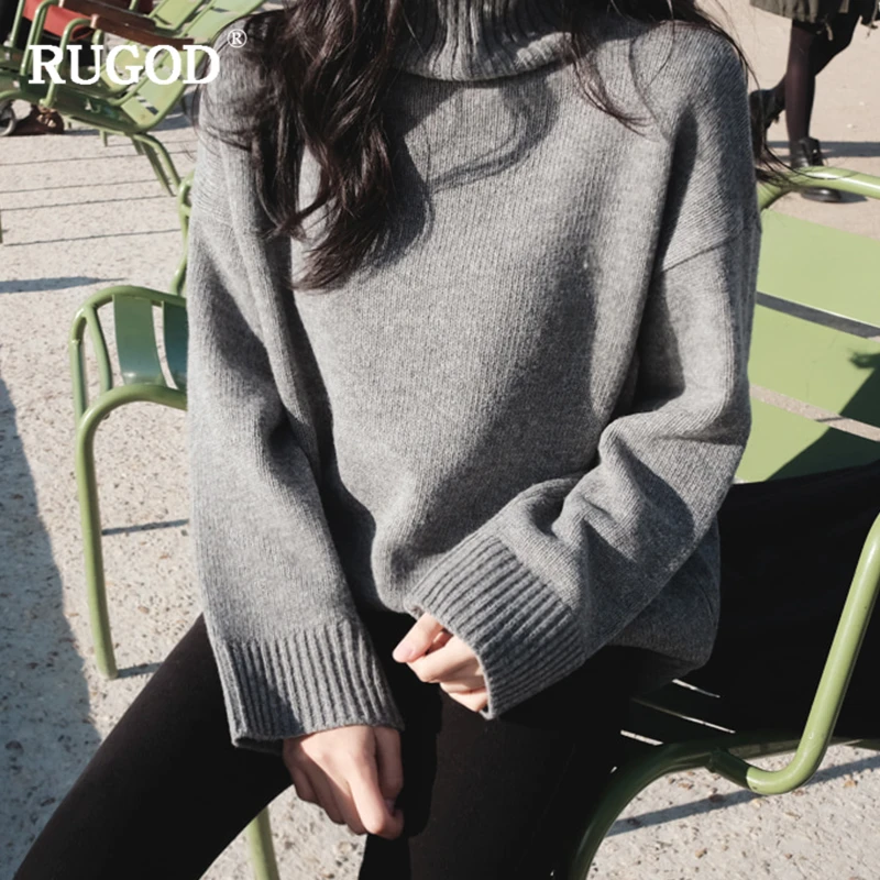 RUGOD новый Корейский водолазка кашемировый свитер осень зима толстый теплый