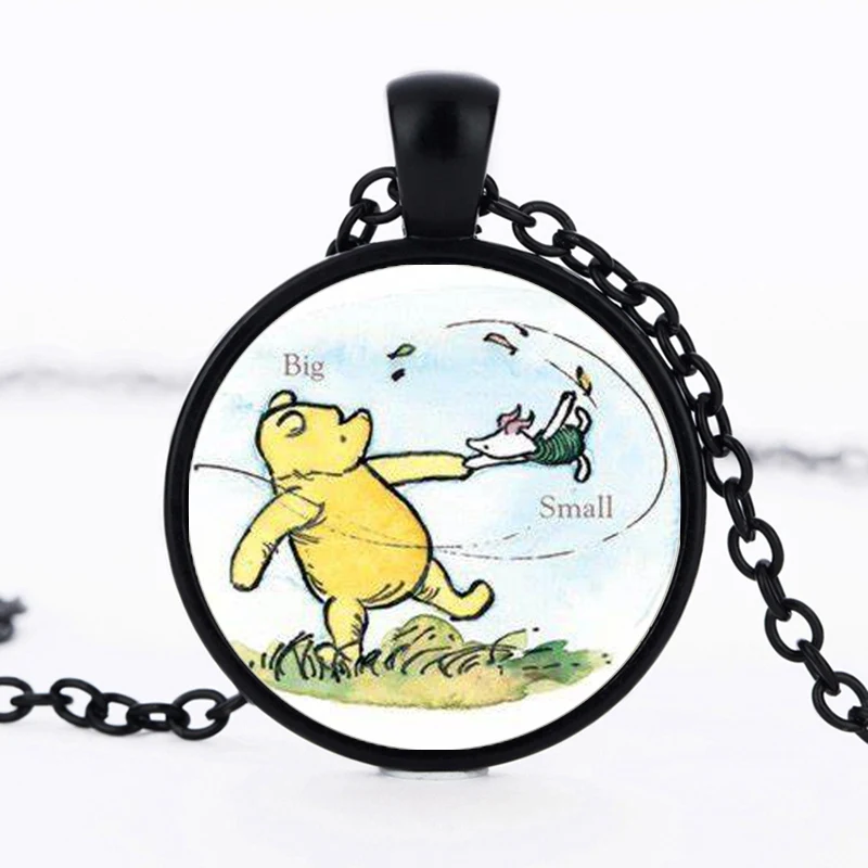 Cute Yellow Bear Round Glass Pendant Necklace Kawaii Cartoon Animal Necklaces For Women Kids Best Friends Gift Fashion Jewelry | Украшения