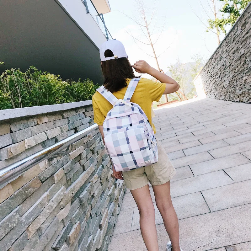 Hot2018New Корейская версия из CampusBackpack решетки Колледж для девочек школьная сумка.