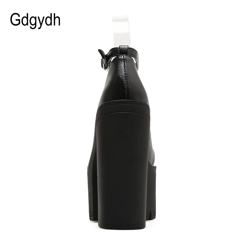 Gdgydh/женские туфли-лодочки; сезон весна-осень; женские пикантные кожаные туфли на платформе и Высоком толстом каблуке; женские черные туфли на платформе с резиновой подошвой