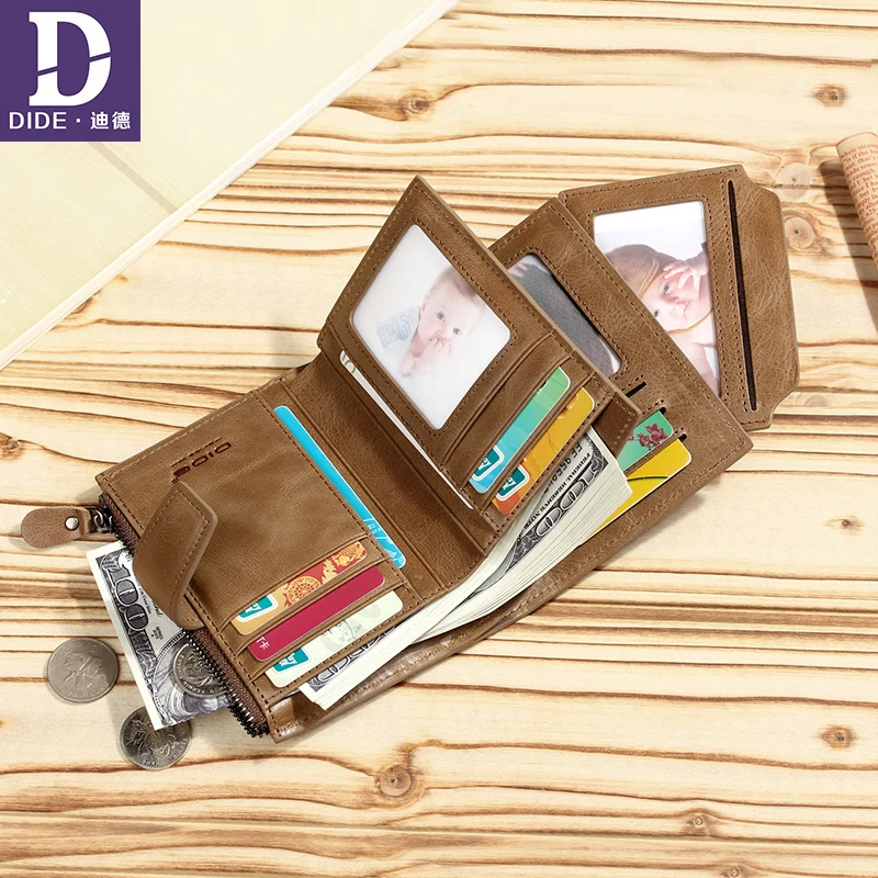 Кошельки DIDE мужские из натуральной кожи Классические Короткие Бумажники для