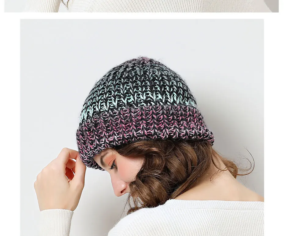 Зимние женские шапки gorros, цветные громоздкие шапочки для девочек, утолщенная женская шапка, вязаная шапка skullies Beanies