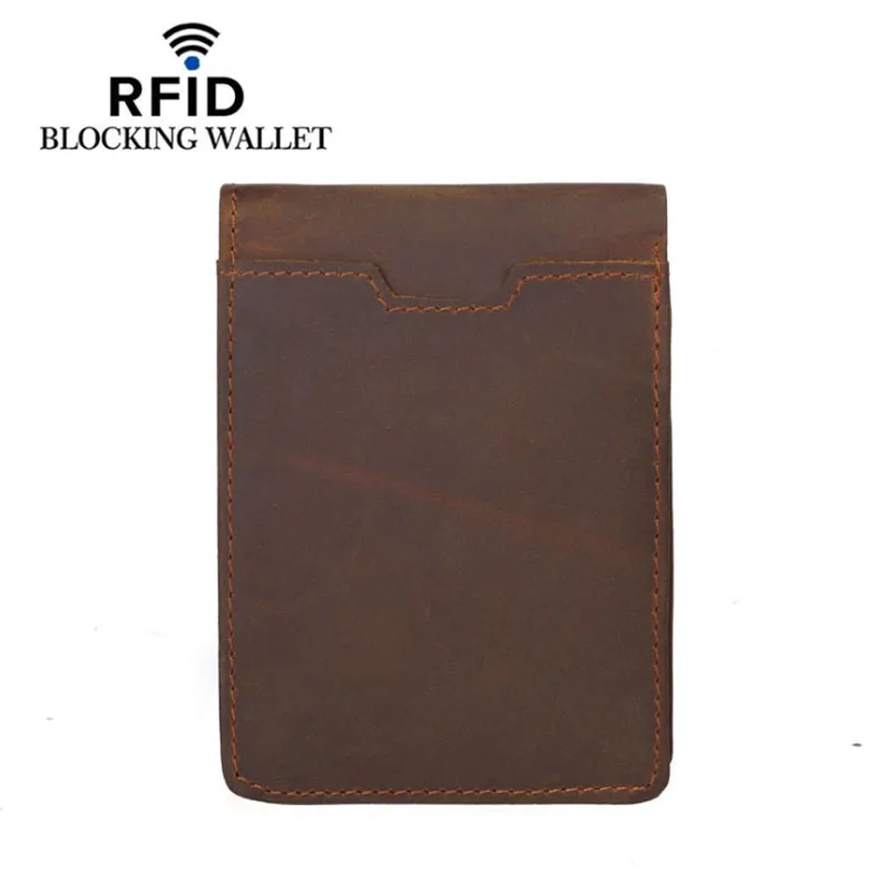 Rfid 100% натуральная кожа зажим для денег брендовый кошелек кожаный держатель Id