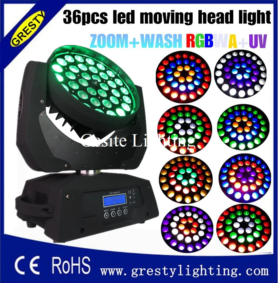 1 шт. DMX 512 36*18 Вт RGBWAUV 6 в светодиодный зум движущийся головной свет|moving head light|dmx 512led