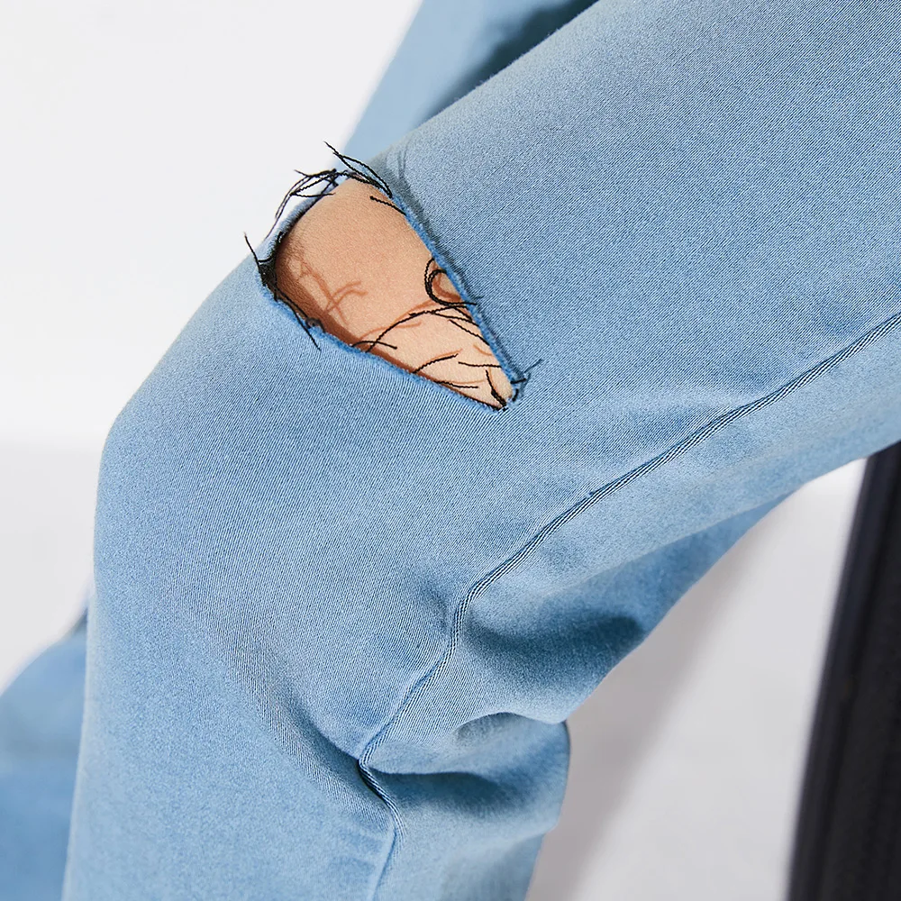 Balabala/рваные джинсы для девочек потертые девочек-подростков прямого кроя с