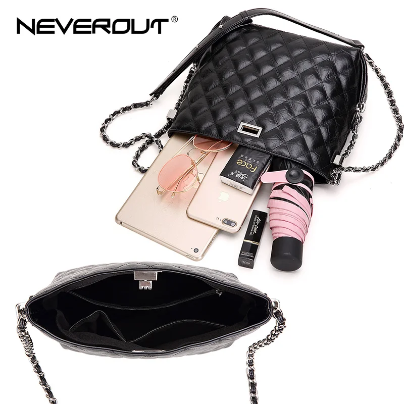 NEVEROUT 2 размера, Классическая Сумка Хобо в клетку, модная сумка через плечо, Высококачественная сумка из спилка, женская сумка на плечо с поворотным замком