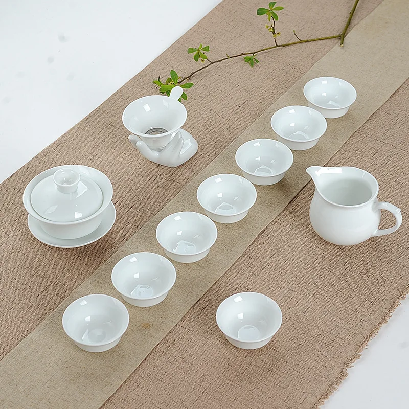 Dehua высокий белый фарфоровый чайный набор чаша Пользовательский логотип