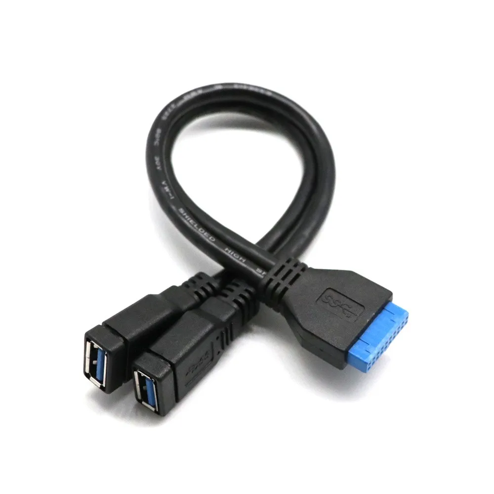 Хит продаж 2 порта USB 3 0 Type A до 20 pin Материнская плата гнездовой разъем y кабель