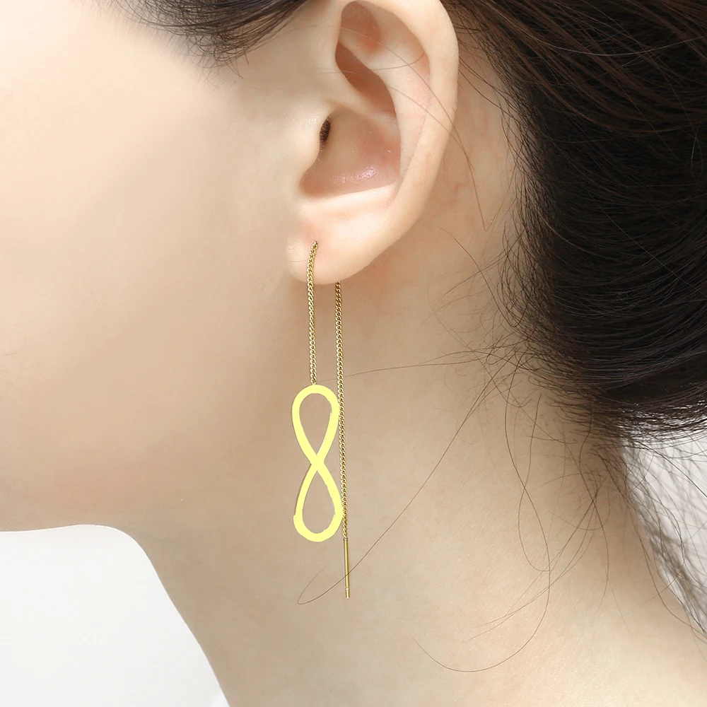 Ювелирные изделия из нержавеющей стали brincos earing корейская мода длинные золотые