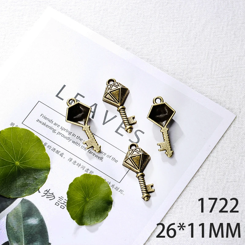 

26*11mm 15pcs Key Alloy Pendant For Diy Jewelry Making 2 Colors Antique Silver Antique Bronze No.1722