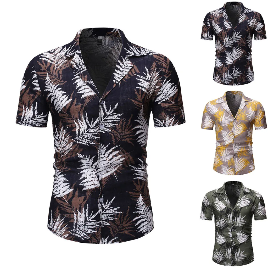 Camisa masculina 2019 модная мужская повседневная рубашка на пуговицах с гавайским