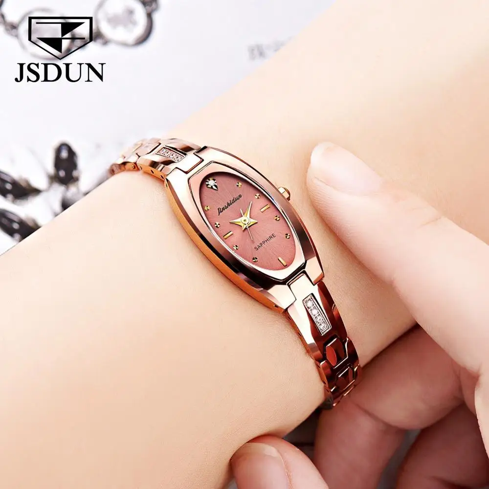 Rose gold JSDUN женские часы женские модные часы Geneva дизайнерские женские часы люксовый бренд бриллиантовые кварцевые наручные часы женские - Цвет: Rose gold