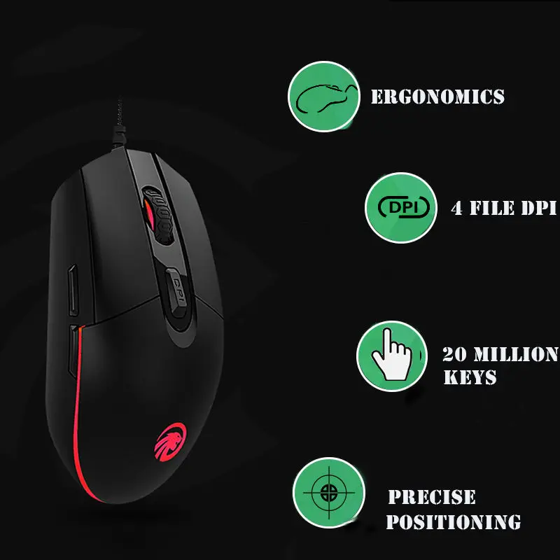 Проводная RGB 7 цветов светодиодный светильник F102 дышащая 2500DPI 6 кнопок USB